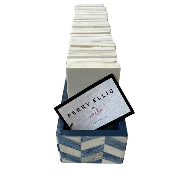 Perry Ellis x MELA ARTISANS 28pc Handcrafted Bone Inlay Domino Game Set NEW - Picture 8 of 16